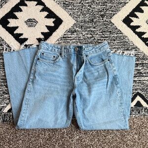 Topshop Light Blue Relaxed Cropped Jeans